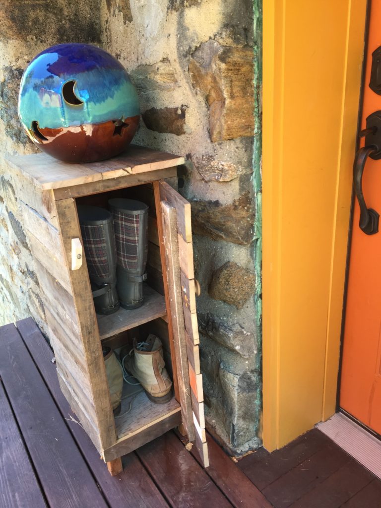 Outdoor cabinet made from recycled wood